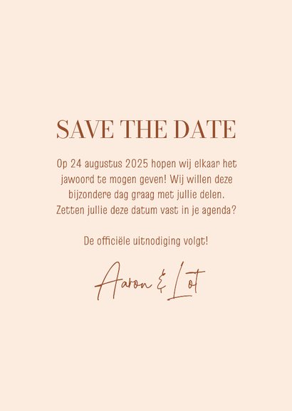 Save the date met vintage patroon blaadjes en wit vlak 3