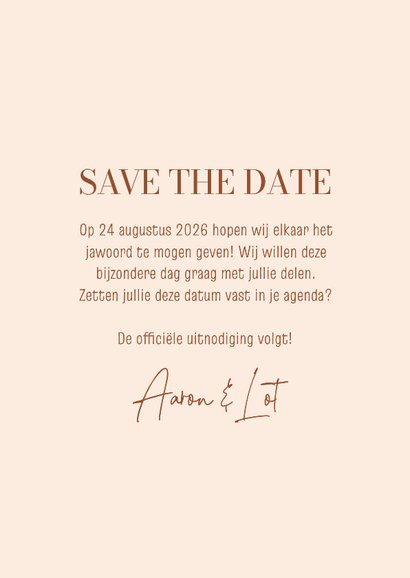 Save the date met vintage patroon blaadjes en wit vlak 3