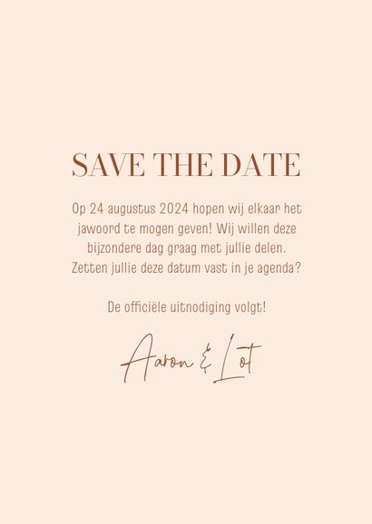 Save the date met vintage patroon blaadjes en wit vlak 3