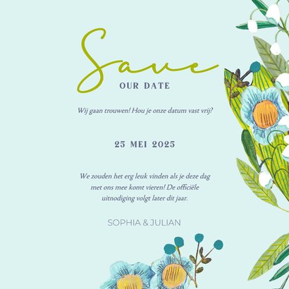 Save the Date originele bloemen groen 3