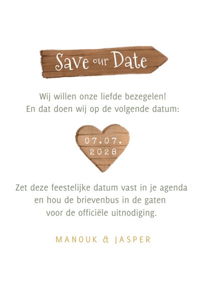 Save the date trouwkaart hertengewei bloemen hartjes goud 3