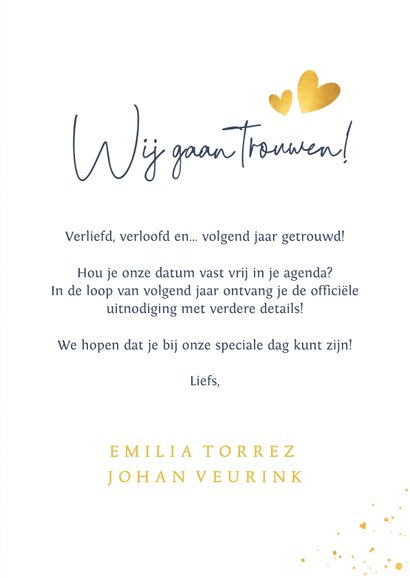 Save the Date trouwkaart met gouden silhouet van aanzoek 3