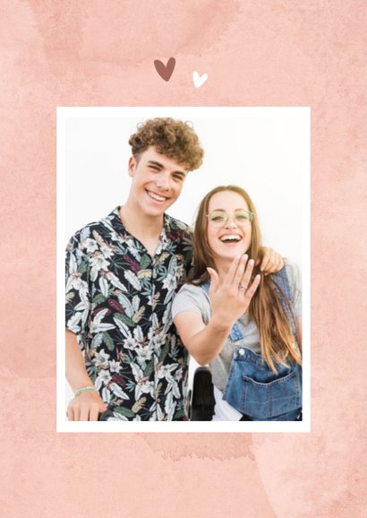 Save the Date trouwkaart waterverf roze hartjes hip stijlvol 2