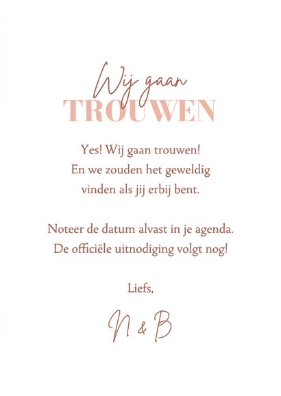 Save the Date trouwkaart waterverf roze hartjes hip stijlvol 3