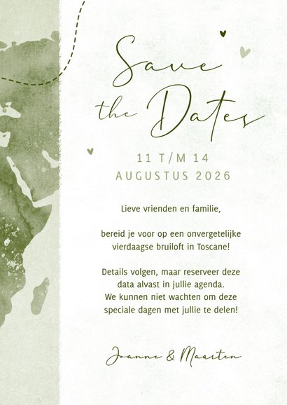 Save the date trouwkaart wereldkaart reizen kompas 3