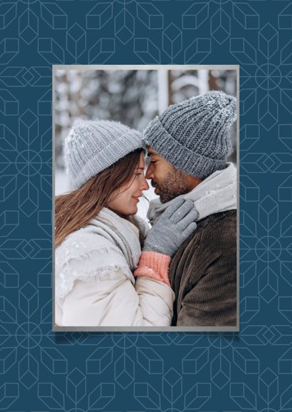 Save the date trouwkaart winter sneeuwvlokken patroon zilver 2