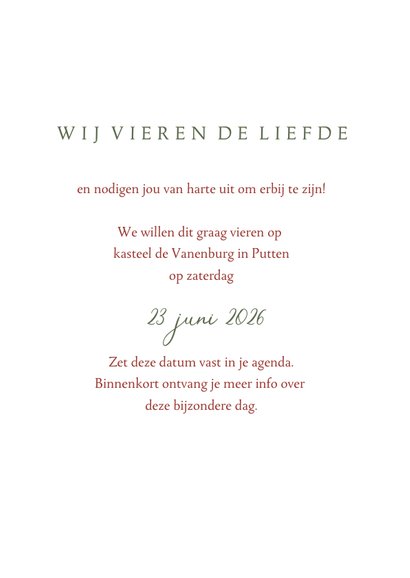 Save the datekaart met roze rode waterverf bloem en takjes 3