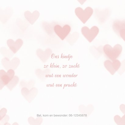 Schattig geboortekaartje hartjes meisje 2