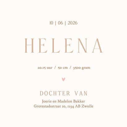 Schattig geboortekaartje meisje met hertje met strik beige 3