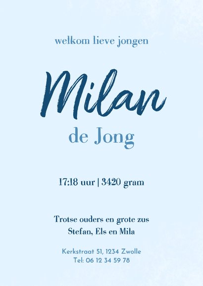 Schattig geboortekaartje met klein olifantje op de voorkant 3