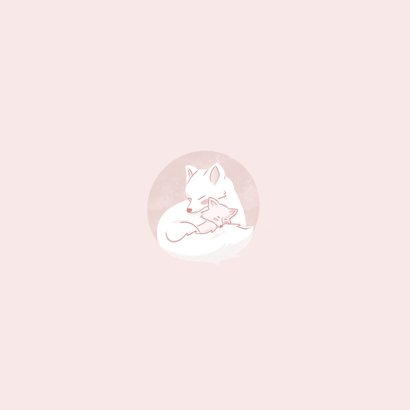 Schattig geboortekaartje met poolvosje met kleintje roze Achterkant