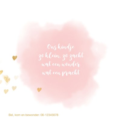 Schattig geboortekaartje watercolor hartjes 2