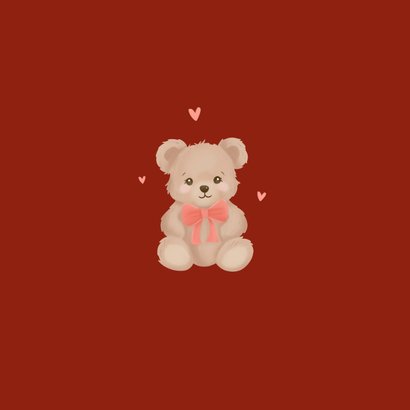 Schattig rood kerstkaartje met teddybeer kerstknuffel 2
