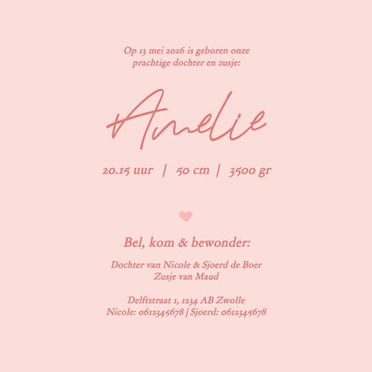 Schattig roze geboortekaartje met eendjes voor zusje 3