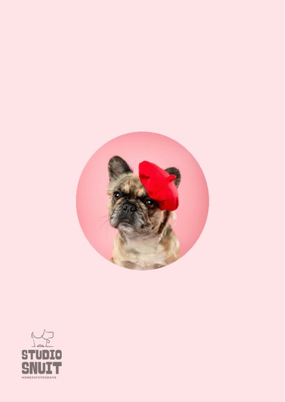 Schattige bedankkaart van Franse bulldog met baret 2