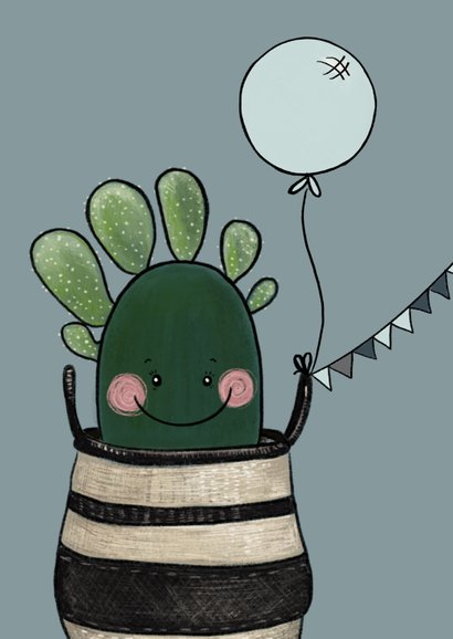 Schattige felicitatiekaart geboorte baby met cactussen 2
