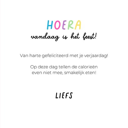 Schattige felicitatiekaart van hond met taart 3