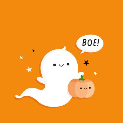 Schattige Halloween wenskaart met lief spookje 2