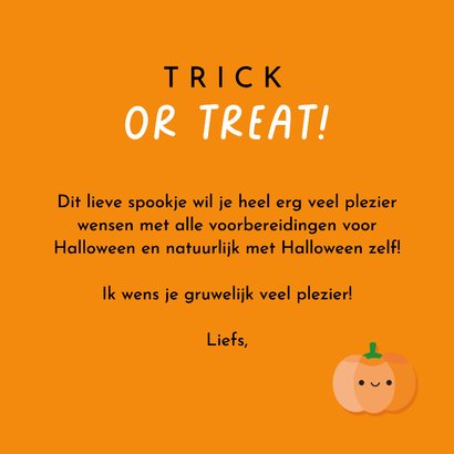 Schattige Halloween wenskaart met lief spookje 3