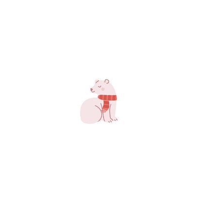 Schattige roze kerstkaart met ijsbeertjes met sjaal Achterkant