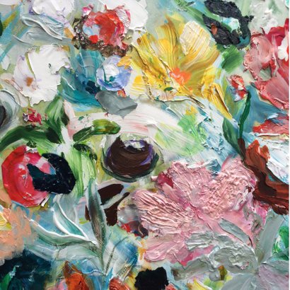 Schilderij Bloemen geel rood 2