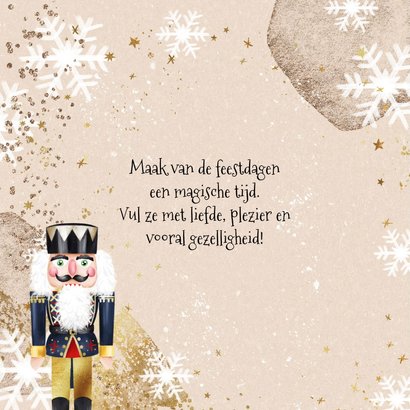 Sfeervolle kerstkaart notenkraker goudlook sterren foto's 2