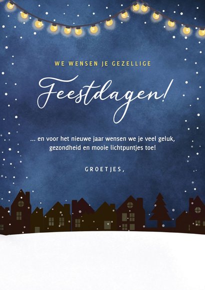 Sfeervolle nostalgische kerstkaart kabouters lichtpuntje 3