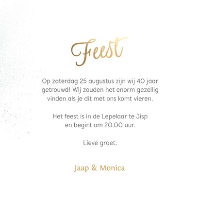 Sfeervolle uitnodiging jubileum huwelijk met foto 3