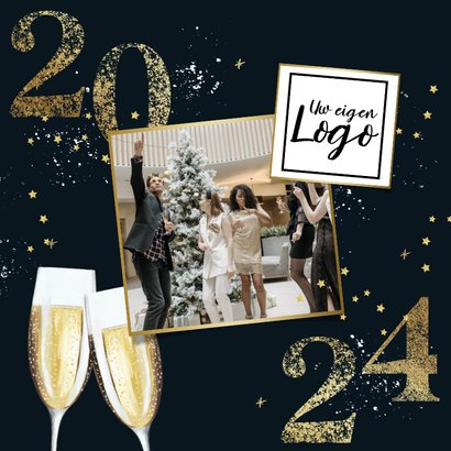 Sfeervolle uitnodiging nieuwjaarsborrel champagneglas 2