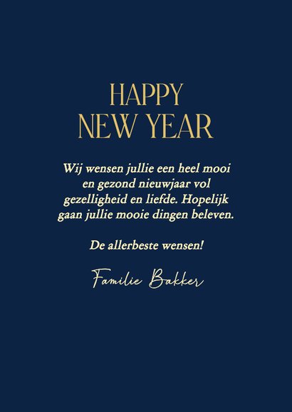 Sierlijk blauwe fotokaart nieuwjaar gouden kader takjes 3