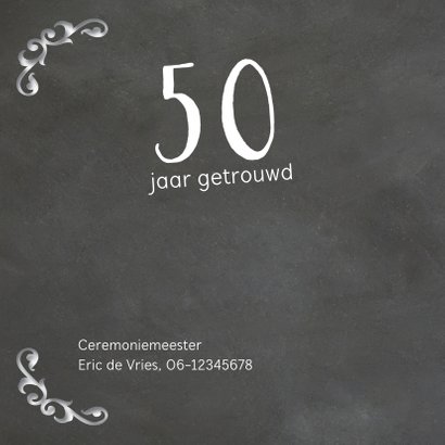 Sierlijke krijtbord uitnodiging 50 jaar getrouwd 2