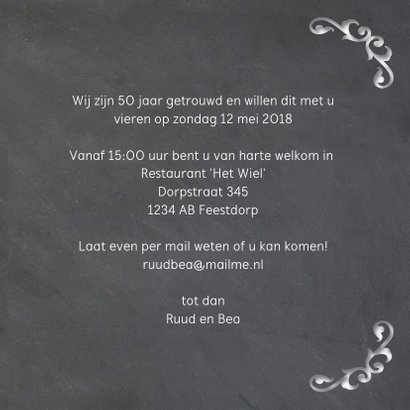 Sierlijke krijtbord uitnodiging 50 jaar getrouwd 3