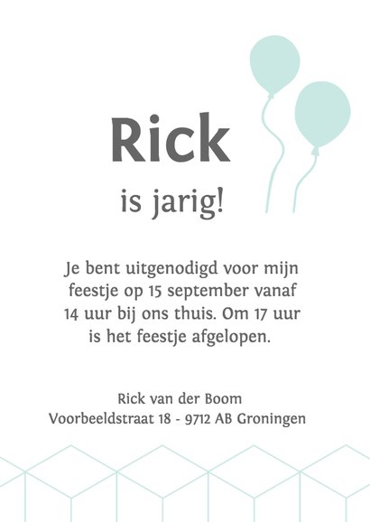 Silhouet uitnodiging jongen met ballonnen 3