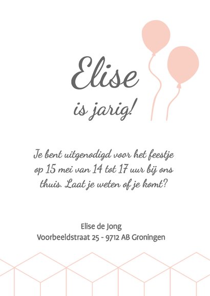 Silhouet uitnodiging meisje met ballonnen 3