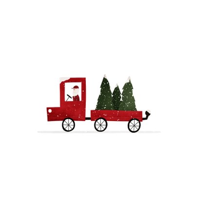 Simpel kerstkaartje met busje vol met kerstbomen 2