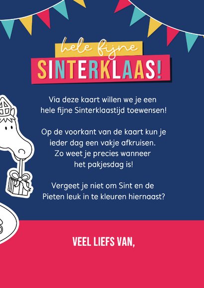 Sinterklaas aftelkalender kaart van 21 naar 0 3