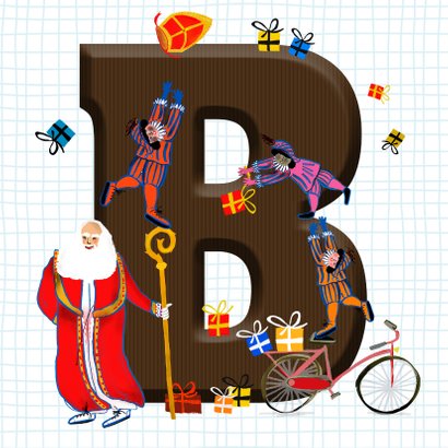 Sinterklaas Kaart Met Chocolade Letter B | Kaartje2go