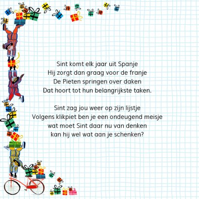 Sinterklaas kaart met letters Bla Bla 2