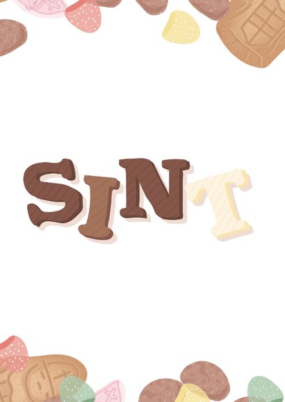 Sinterklaas kaart met strooigoed en chocolade letters 2