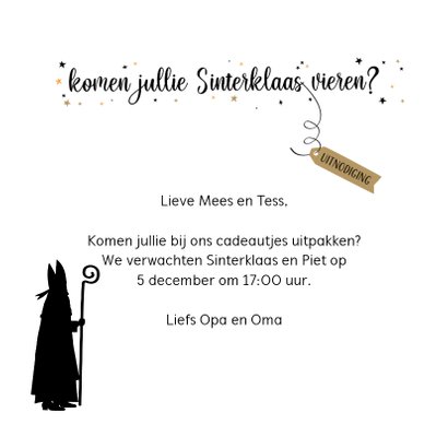 Sinterklaas uitnodiging voor sinterklaasavond met liedje 3