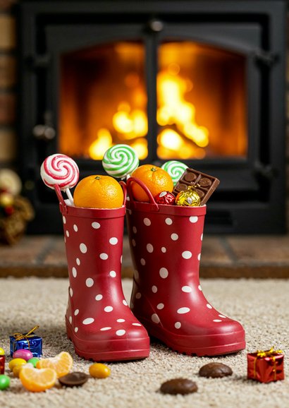 Sinterklaas wenskaart met foto van laarsje zetten 2