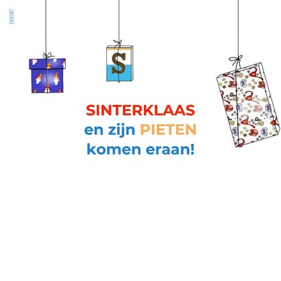 Sinterklaaskaart achter de deur staan Sint en Piet  2