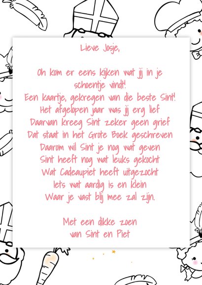 Sinterklaaskaart dikke zoen pink 3