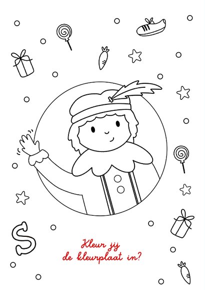 Sinterklaaskaart jongen en illustratie van zwaaiende piet 2