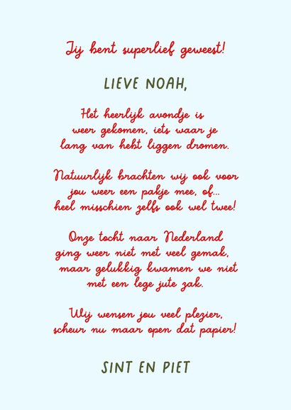 Sinterklaaskaart jongen en illustratie van zwaaiende piet 3