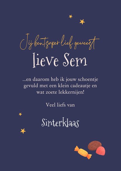 Sinterklaaskaart liefs van sinterklaas schoencadeau 3