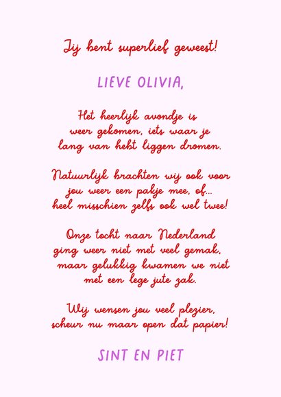 Sinterklaaskaart meisje en illustratie zwaaiende piet 3