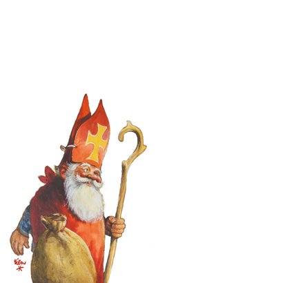Sinterklaaskaart met de kaboutersint die op bezoek komt 2