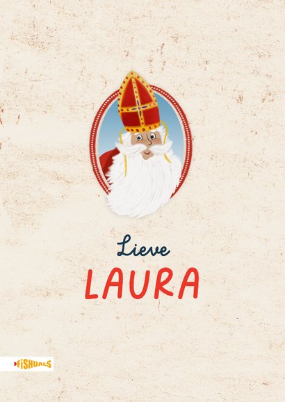 Sinterklaaskaart met naam en diverse illustraties 2