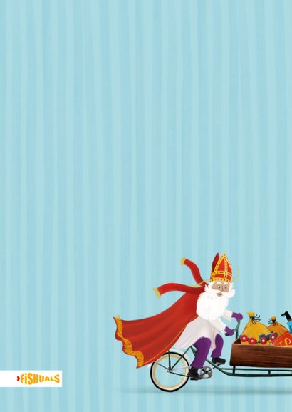 Sinterklaaskaart met Sint op bakfiets 2